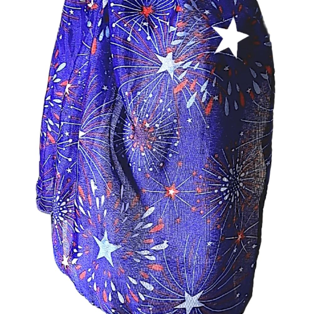 Vibrant Fireworks Patterned Polyester Semitransparent Scarf. 64" x 13